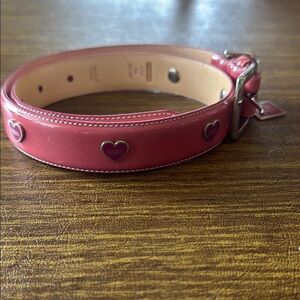 Coach Pink Heart-Embellished Dog Collar - Size XL - NIB